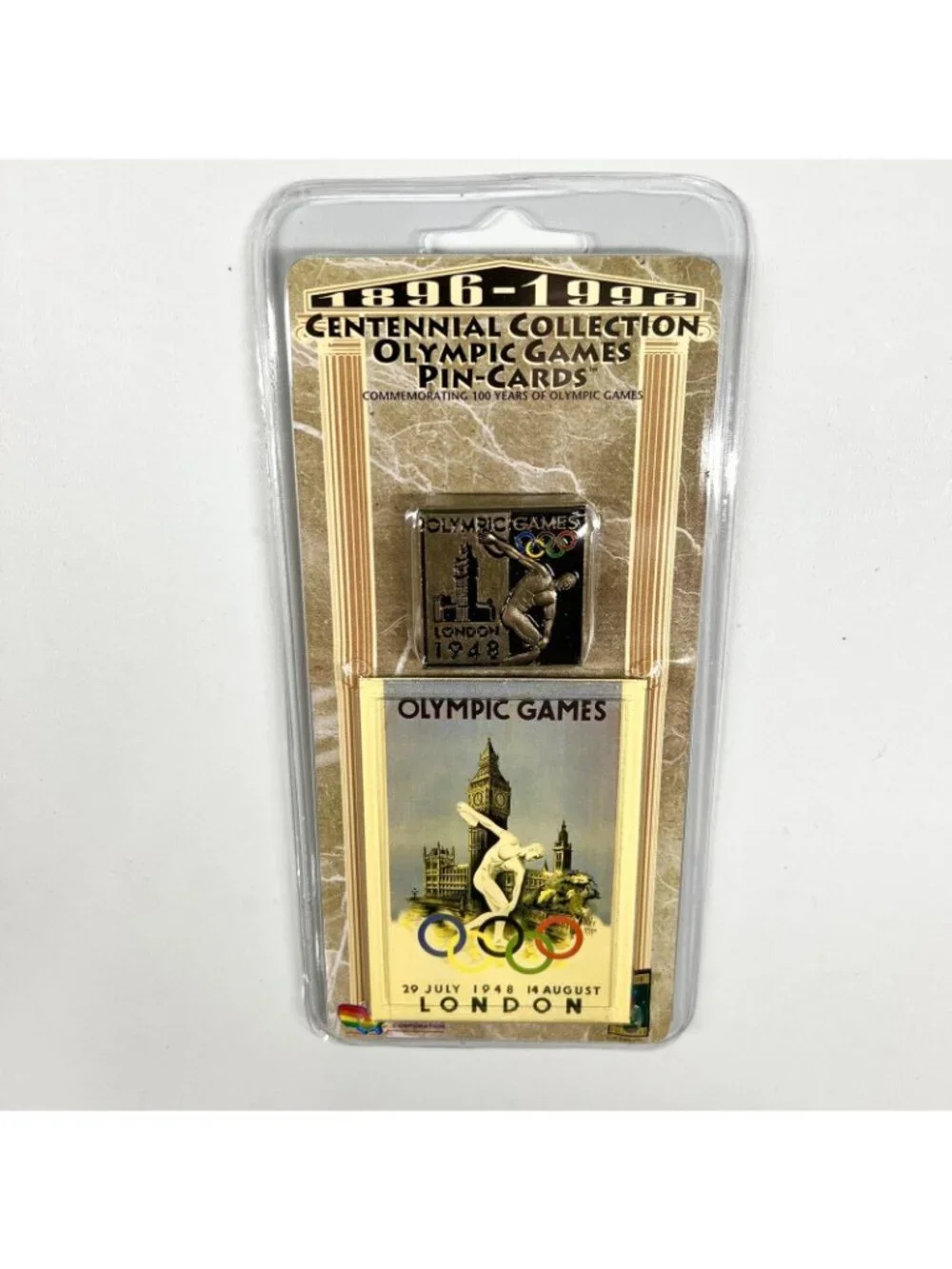 Vintage 1996 Centennial Collection Olympic Games Pin on Card Sealed London 1948